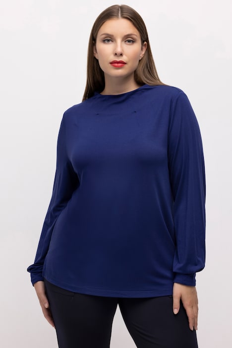 Shirt, Ziernähte, Stehkragen, Langarm
