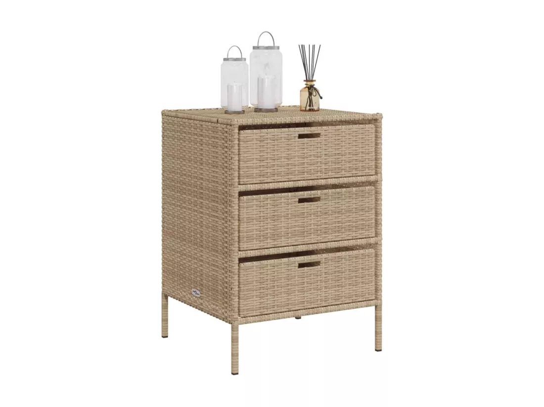 Armoire de rangement de jardin beige 55x59x80 cm résine tressée