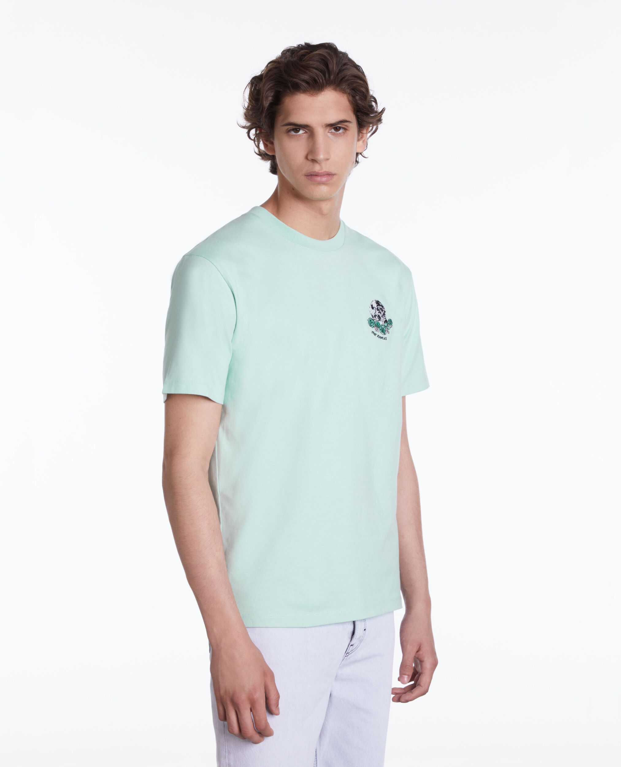 T-shirt vert avec broderie Vintage skull