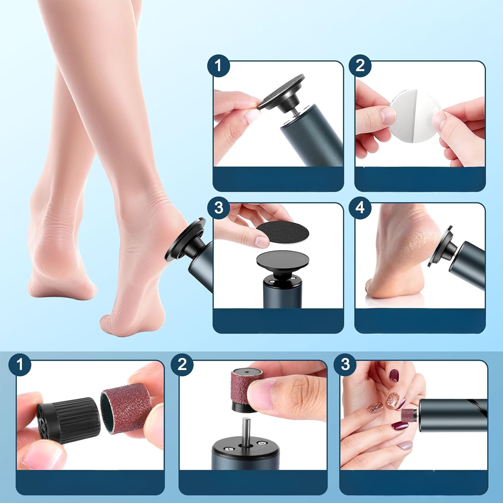 2in1 Elektrischer USB Hornhaut Entferner / Nagelfräse Maniküre Pediküre Pflege Set - Schwarz