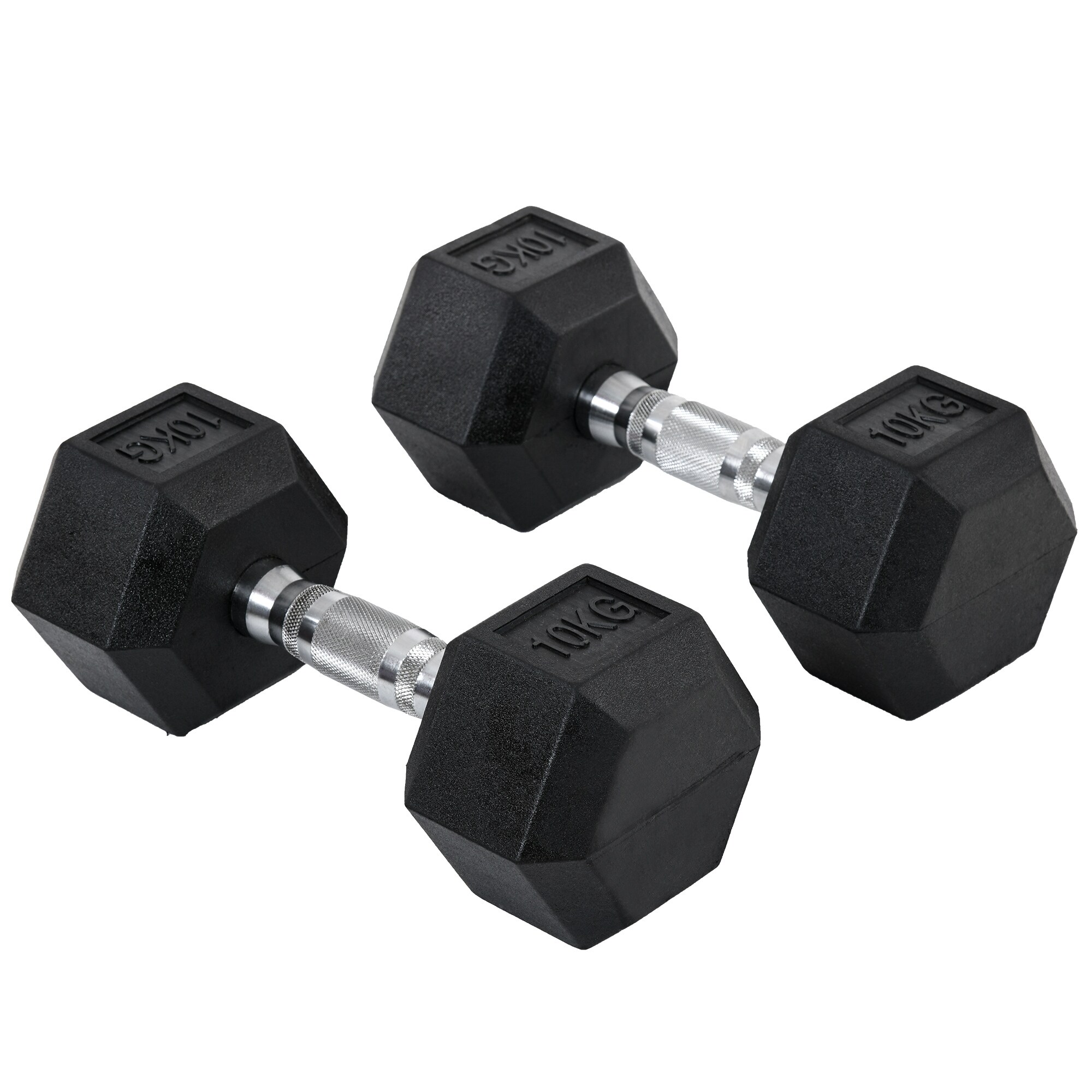 HOMCOM Kurzhantel 2er Set in Hexagon Form schwarz, silber 13,5B x 13,5T x 9,1H cm