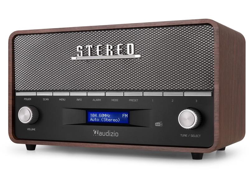 Audizio DAB  Radio Corno Grau Digitalradio im Retro-Design mit Stereo-Lautsprechersystem und Senderspeicherung