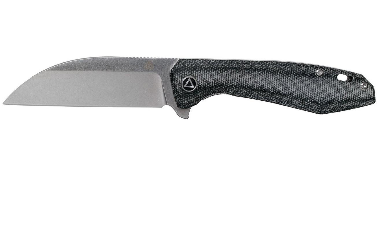 QSP Knife Pelican QS118-D1 Stonewash, Blue Micarta zakmes