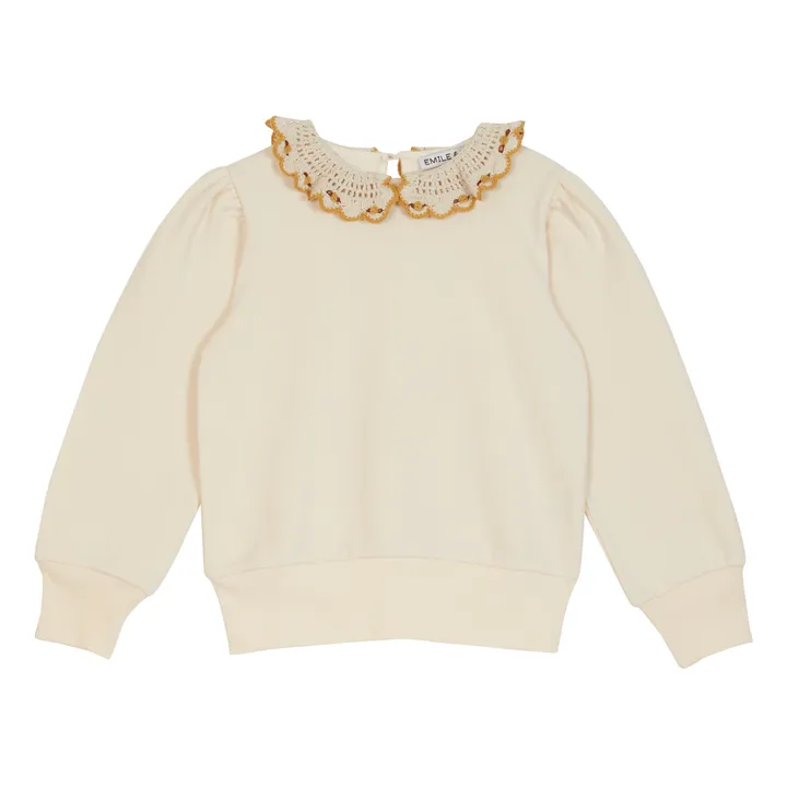 Emile et Ida Sweat Col Crochet | Ecru