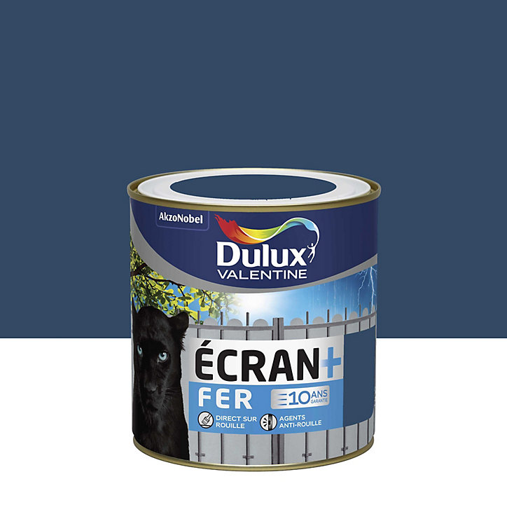 Peinture extérieure Ecran+ Fer protection antirouille Dulux Valentine brillant marine RAL 5003 0,5L