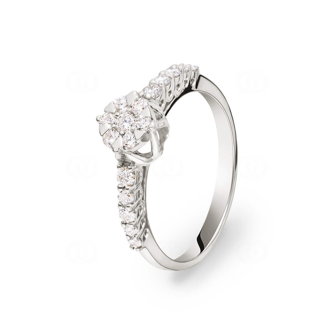 Verlobungsring 750/18 K Weissgold mit Diamanten 0.42 ct H/si