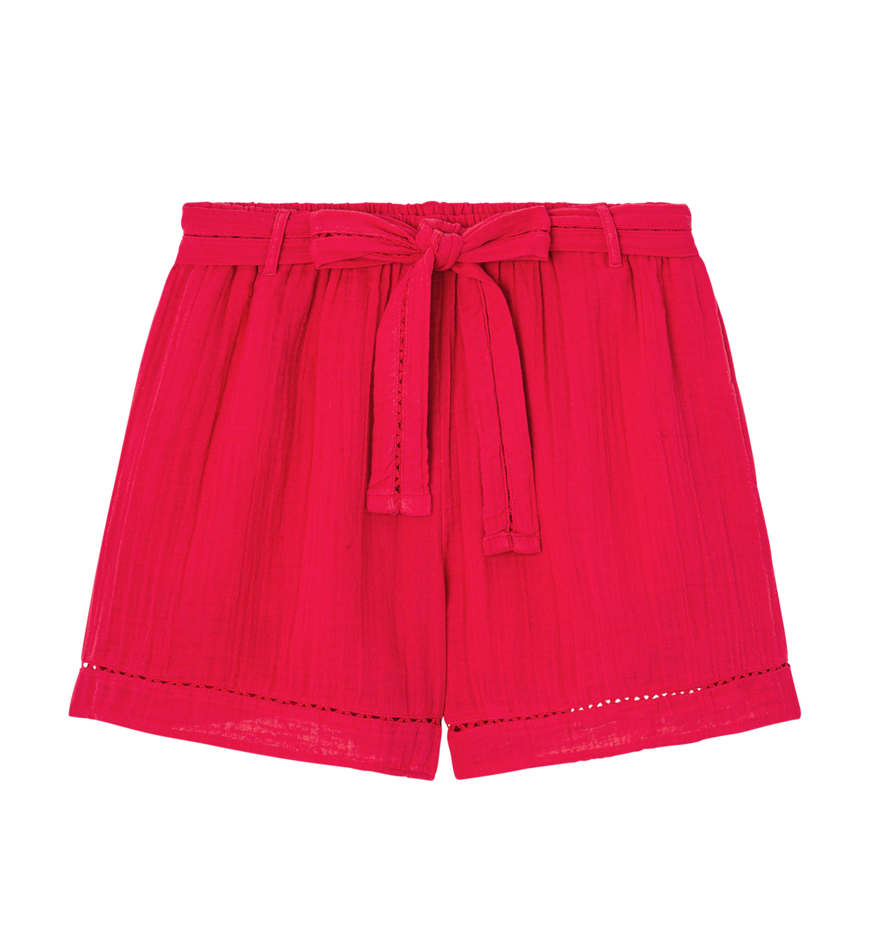 Short uni en gaze de coton - Groseille