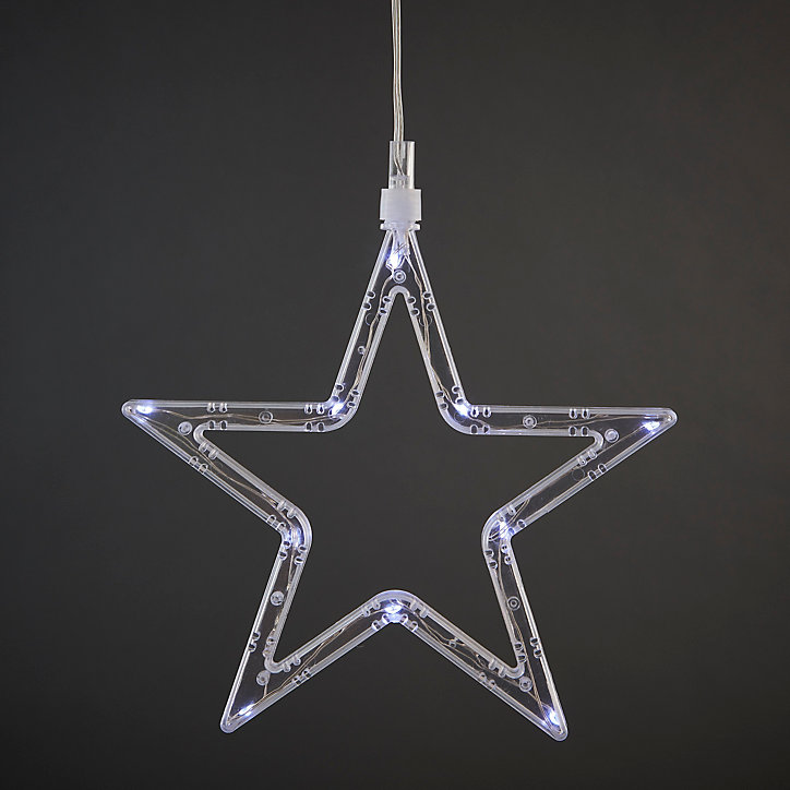 Guirlande lumineuse LED intérieure blanc froid câble transparent 1,6 m décor étoile