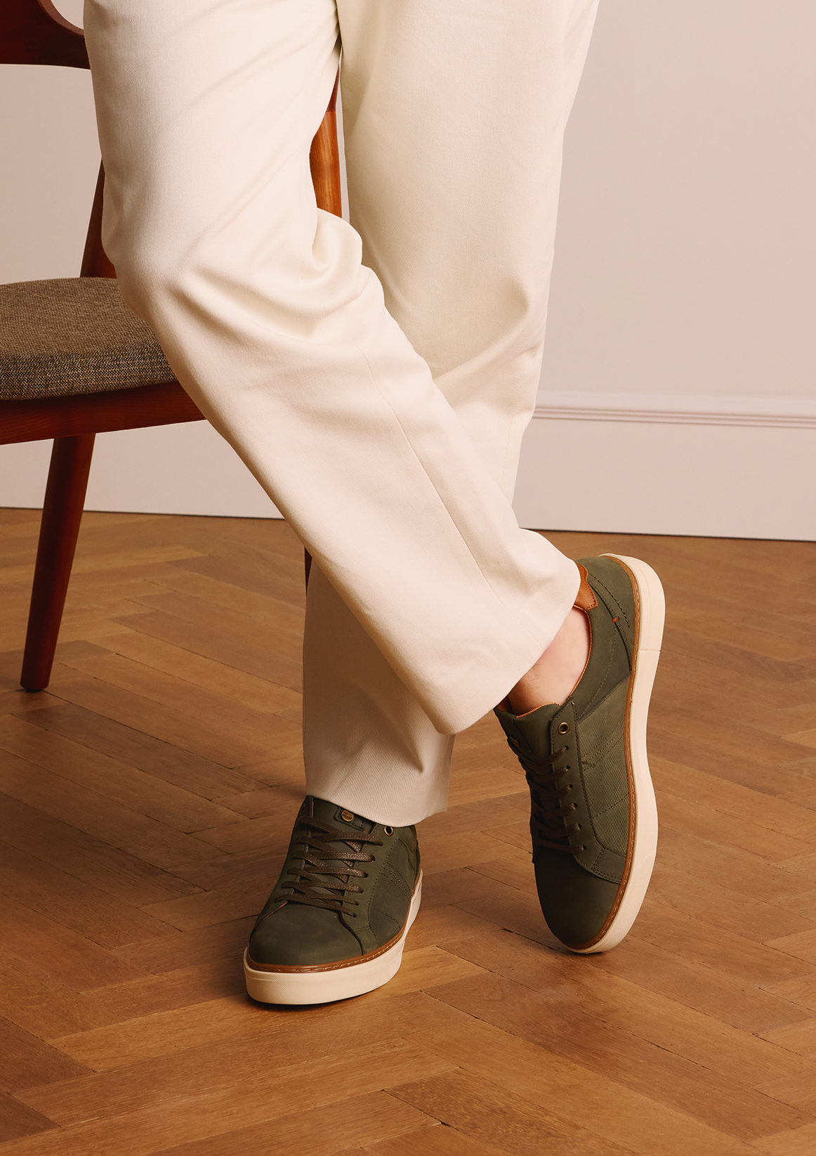 Khaki nubuck sneakers