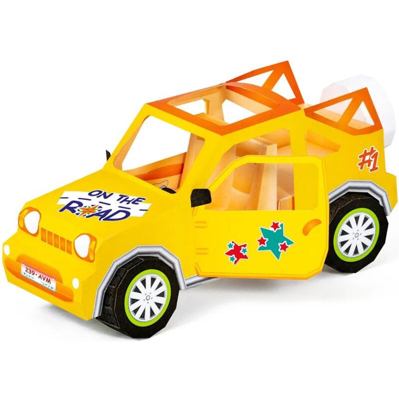 Boîte créative, Pliages 3D, Voiture - Jaune