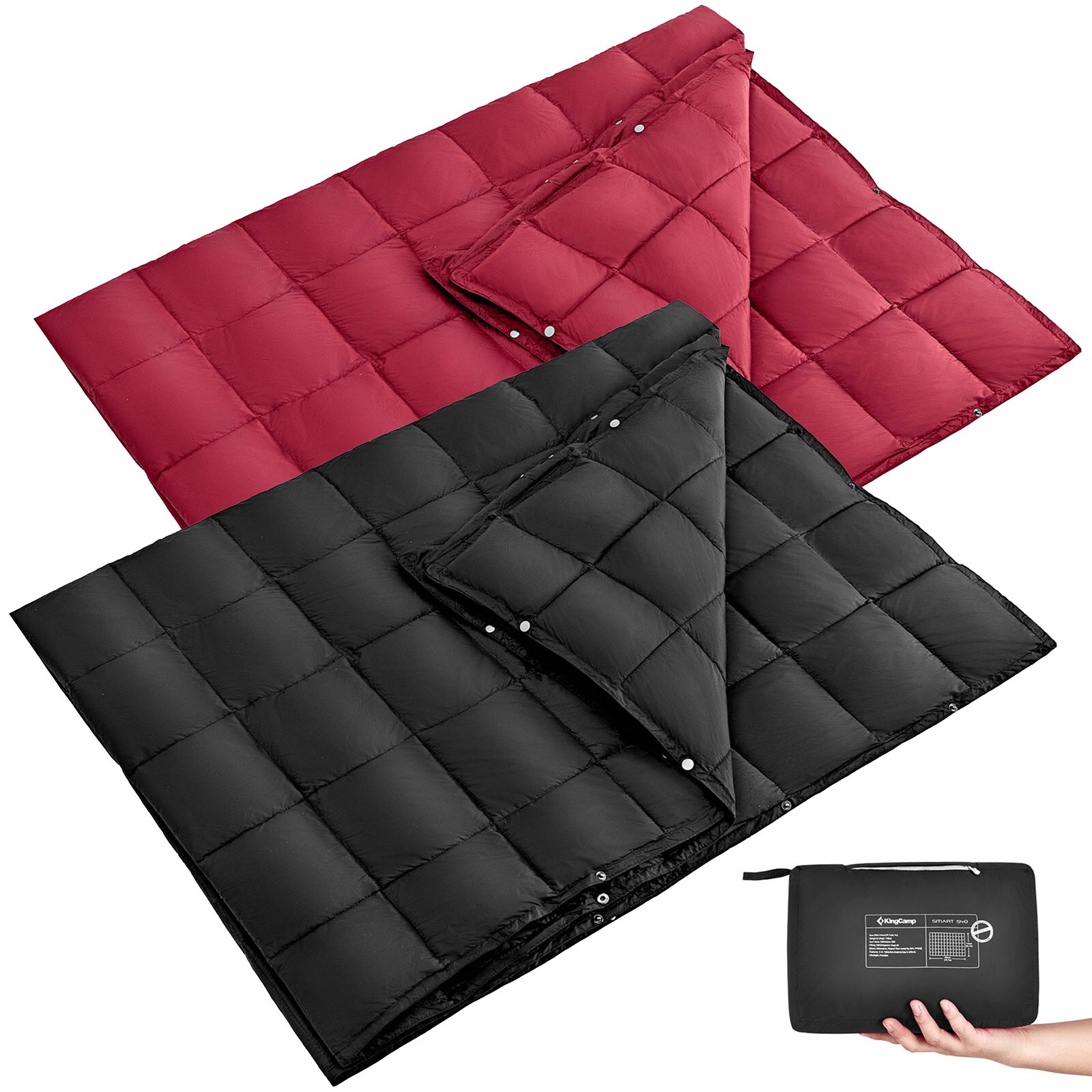 KINGCAMP Camping Decke Smart 540 Picknick Strand Matte Park Decke Leicht 540 g Farbe: black