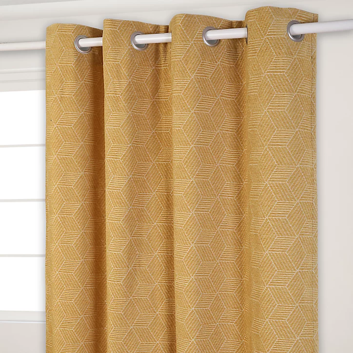 Rideau occultant polyester Opale l.140 x H.260 cm jaune