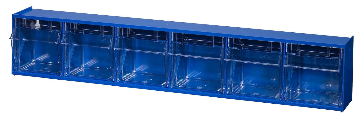 PROREGAL vouwbak magazijn VarioPlus ProFlip 6 HxBxD 11,5 x 60 x 9,5 cm blauw-transparant