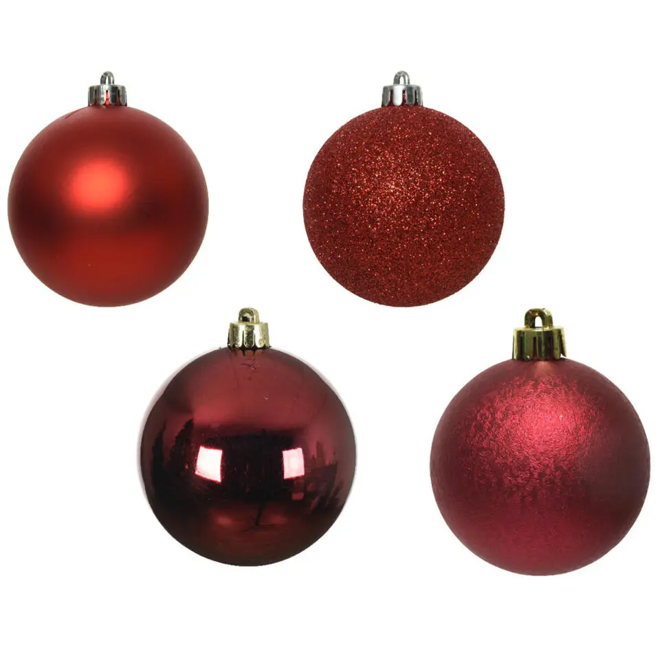 Decoris kerstballen - 30x st - donkerrood - D6 cm