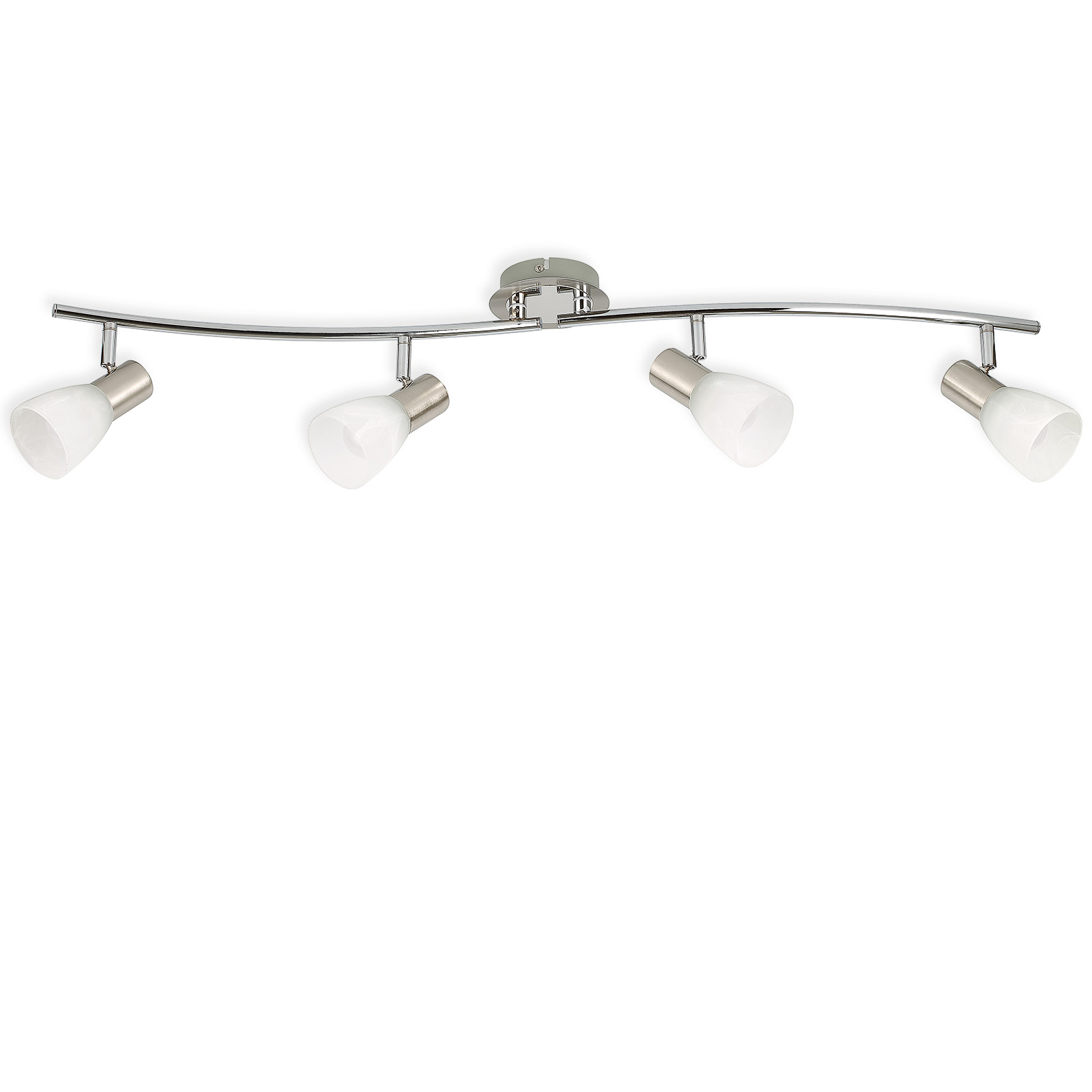 LED-Spotbalken - weiß marmoriert-Nickel matt - 4-flammig