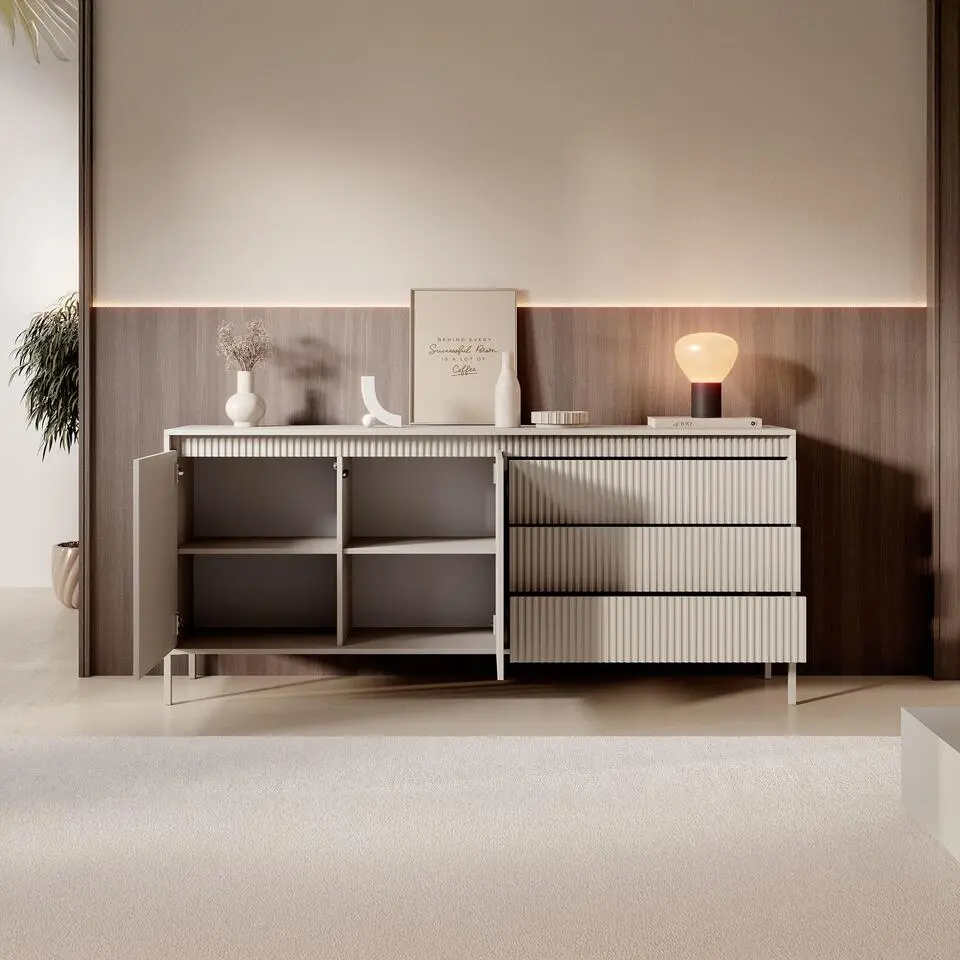 Meubella - Dressoir Saran - Beige - 187 cm