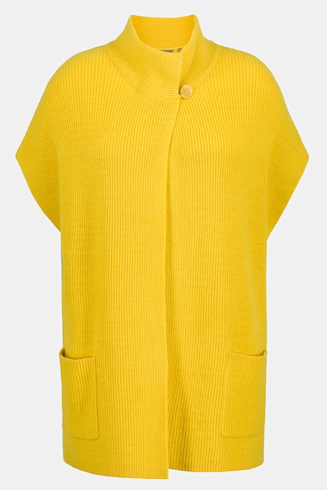 Strickjacke, weicher Patentstrick, Oversized, Stehkragen