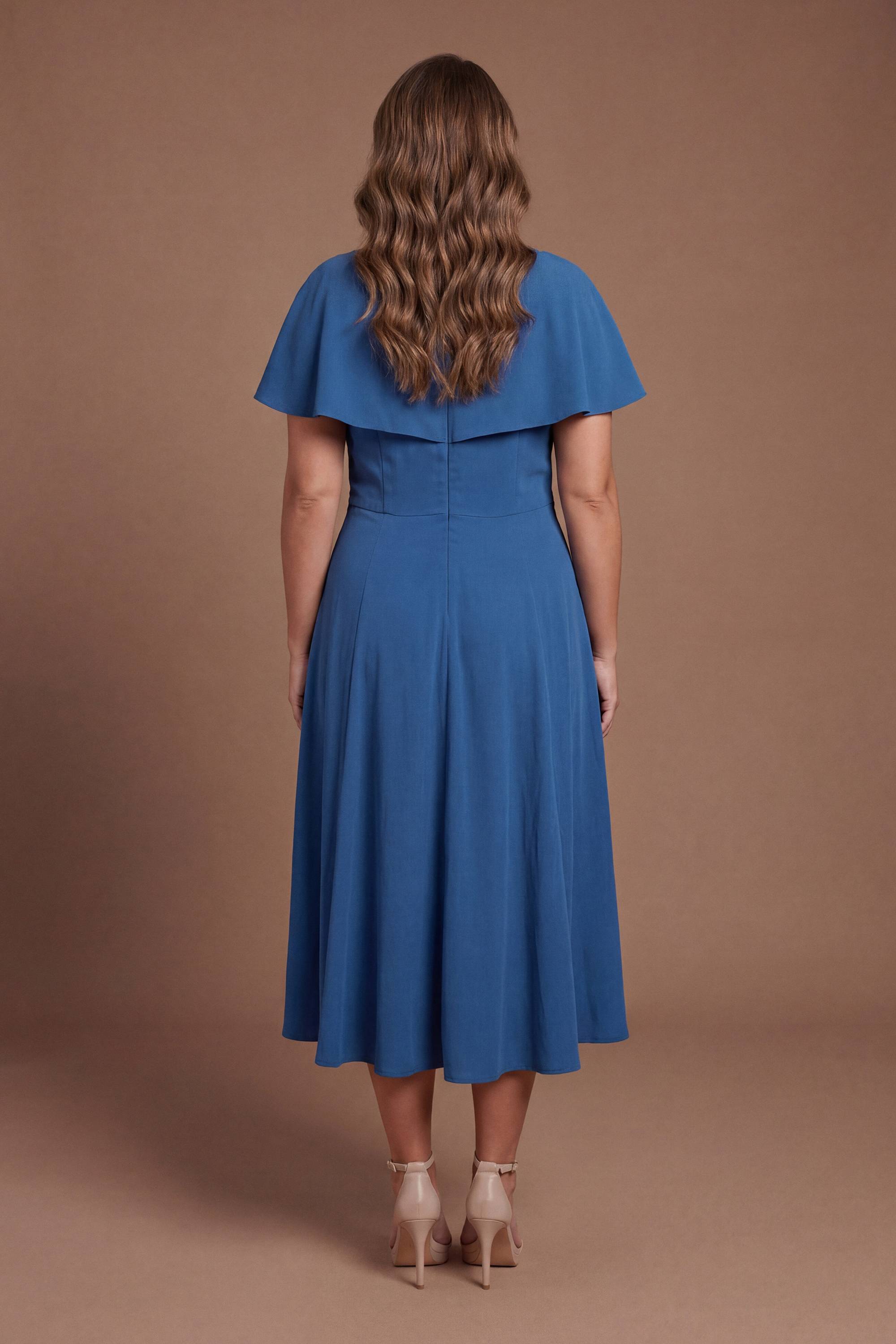 Coast Robe Midi Grande Taille à Col V et Manches Courtes en Ponte