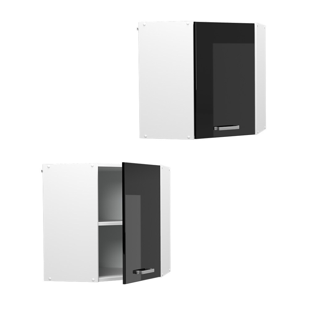 Vicco Eckhängeschrank Küchenschrank R-Line Solid Weiß Schwarz 57 cm modern