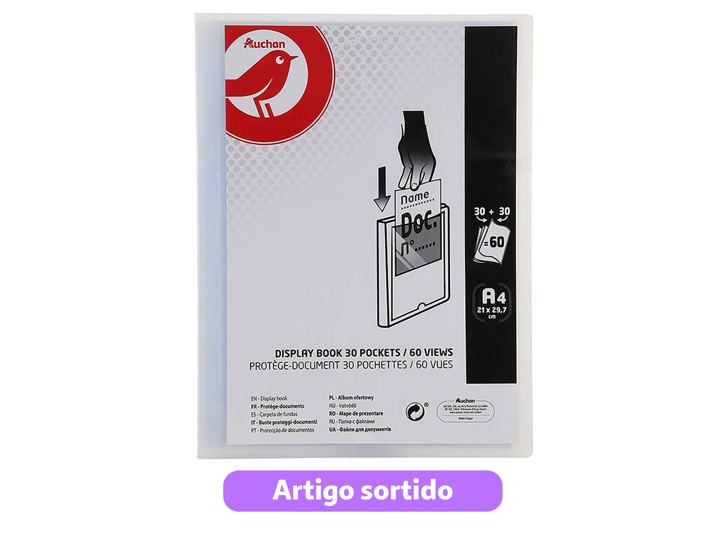 PORTFÓLIO AUCHAN A4 30 30 BOLSAS CORES SORTIDAS