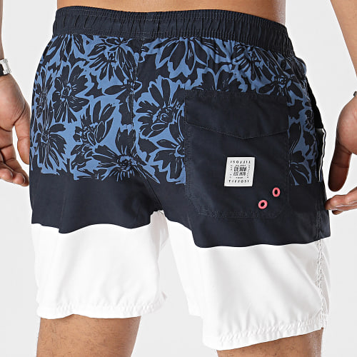 Short De Bain 10050084 Bleu Marine Beige Clair Floral