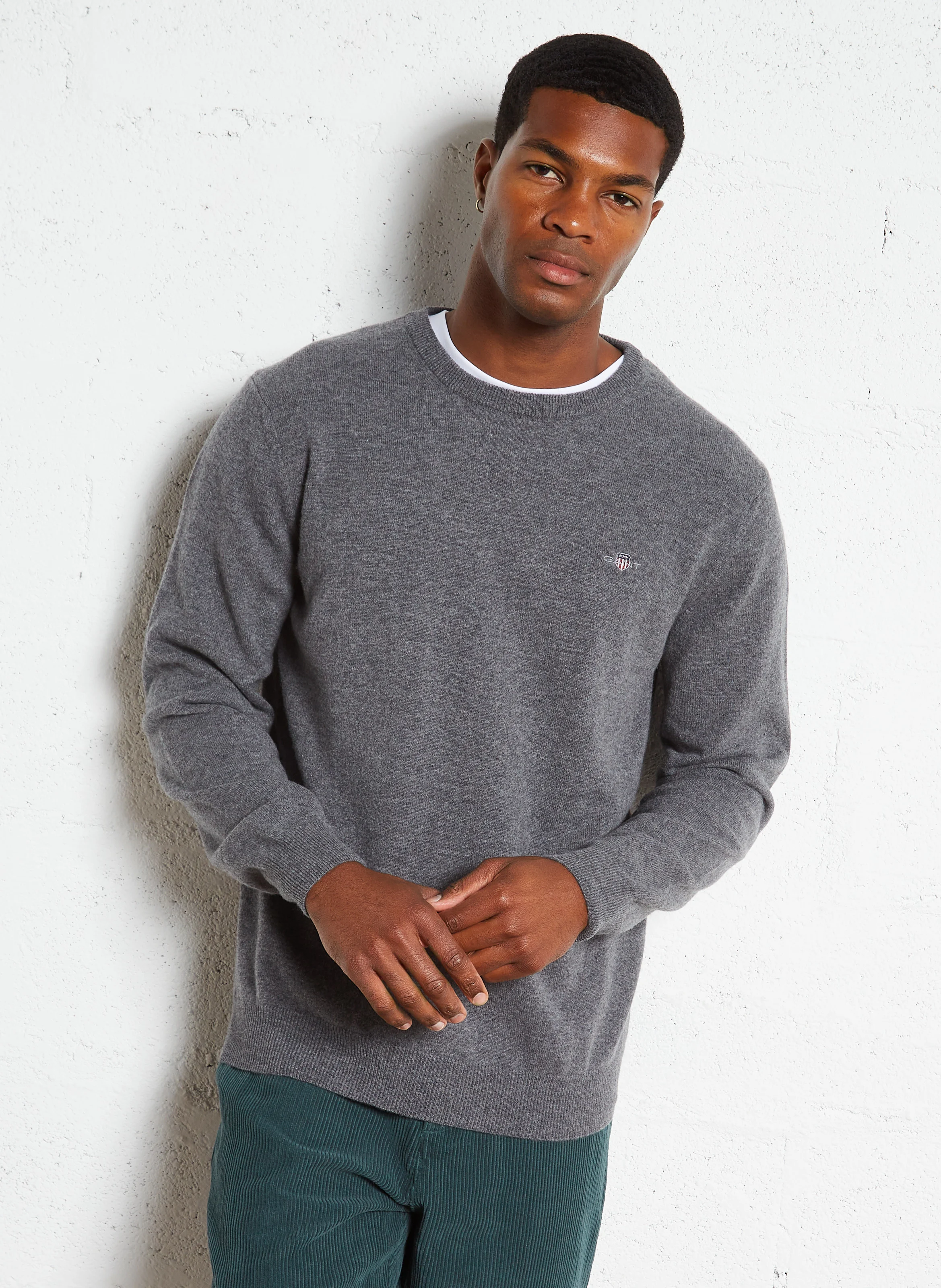 Pull droit col rond en laine | Gris