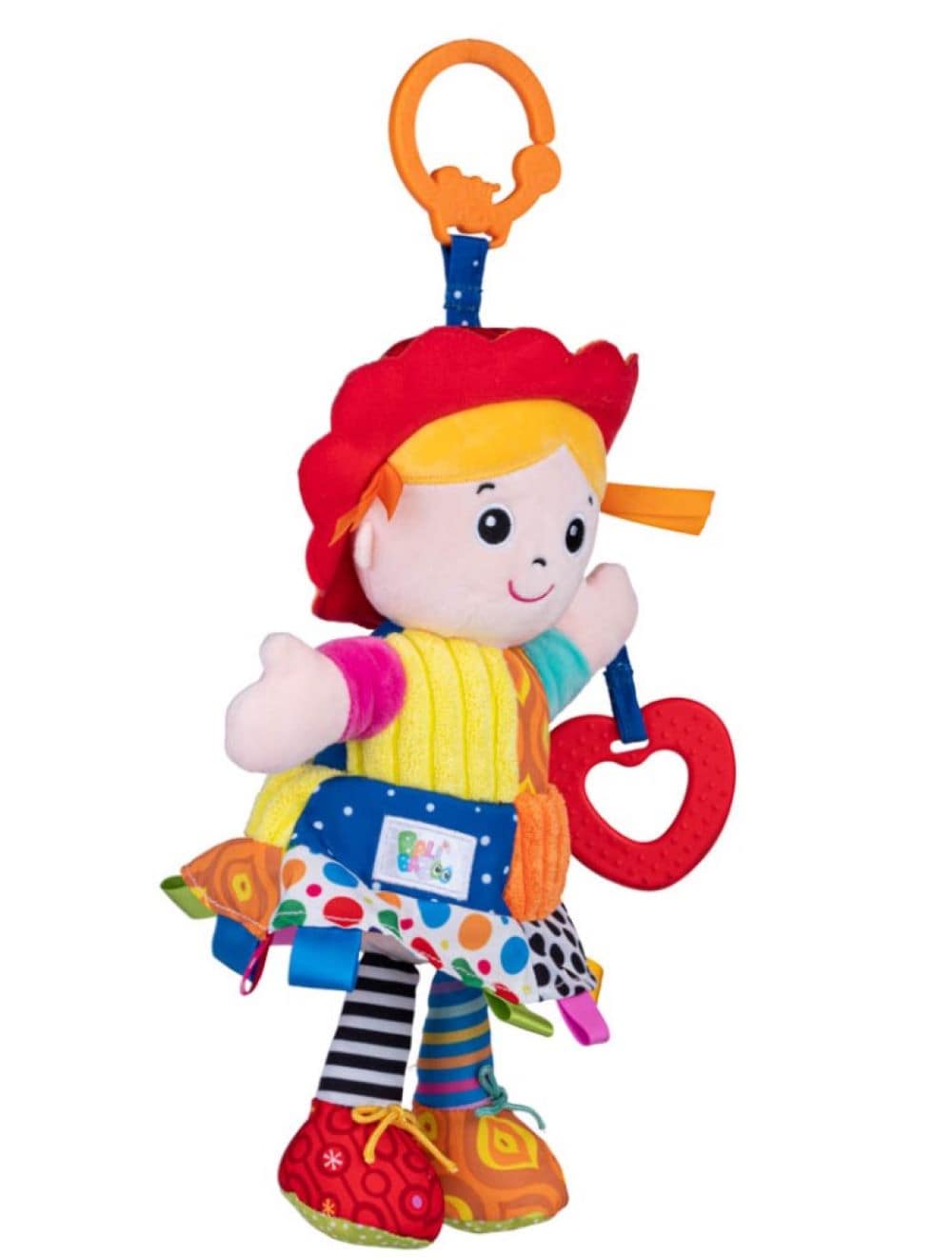 Bali Bazoo Baby Plüsch-Puppe Greifling Rassel C-Ring 81133 Beißring Stoffpuppe bunt