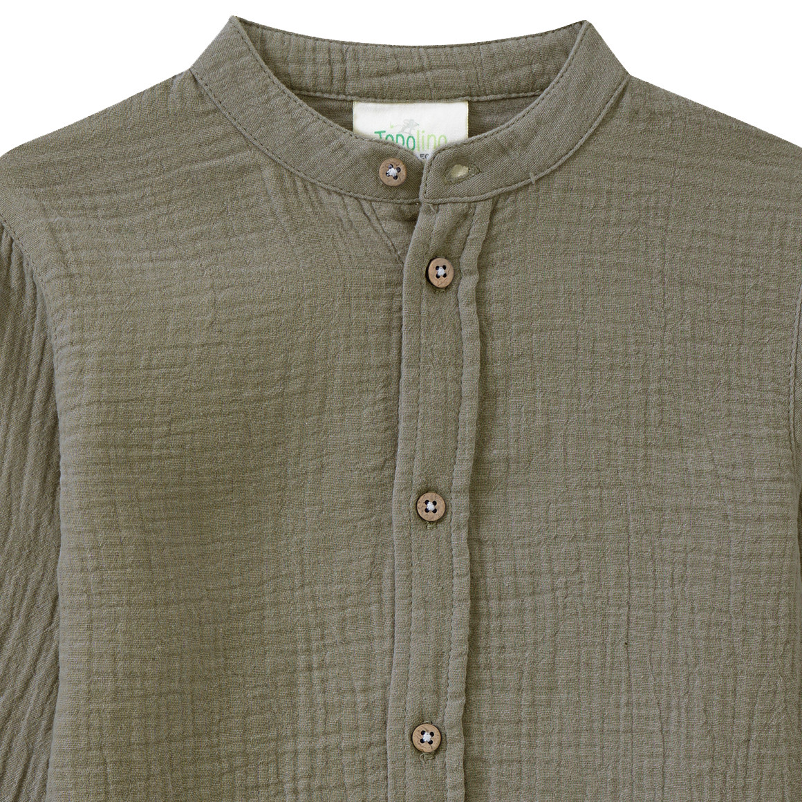Topolino Pure Collection Jungen Musselin-Hemd mit Stehkragen dunkeloliv