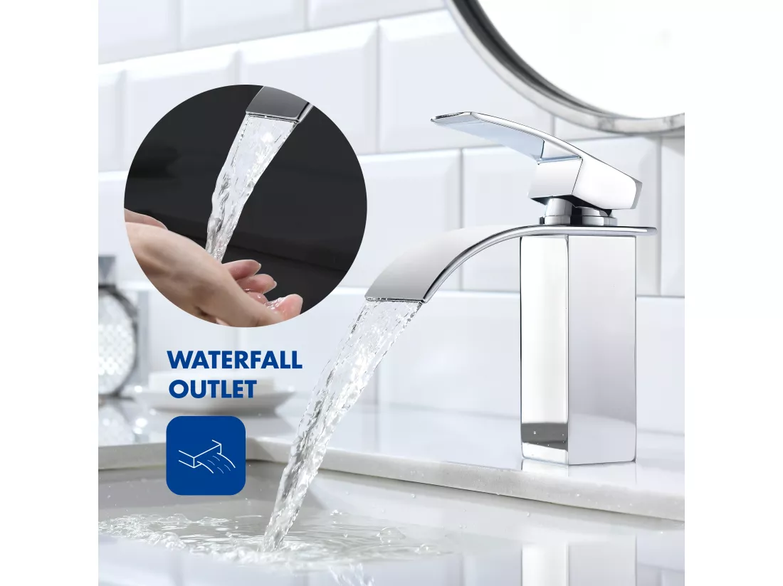 Cecipa max Robinet Salle de Bain Robinet Mono-trou Mitigeur Lavabo Cascade Robinetterie Lave-mains avec Levier Unique,EU Modèle