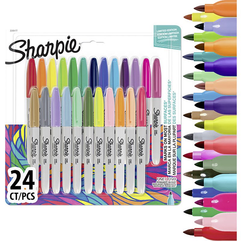 Marqueur permanent Sharpie pointe fine - Pochette de 24