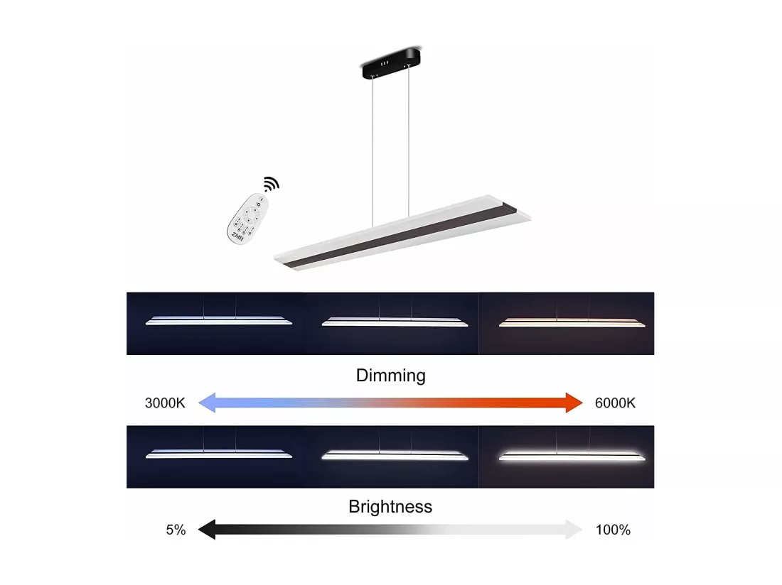 NETTLIFE Suspension LED Bureau 38W dimmable avec télécommande Acrylique