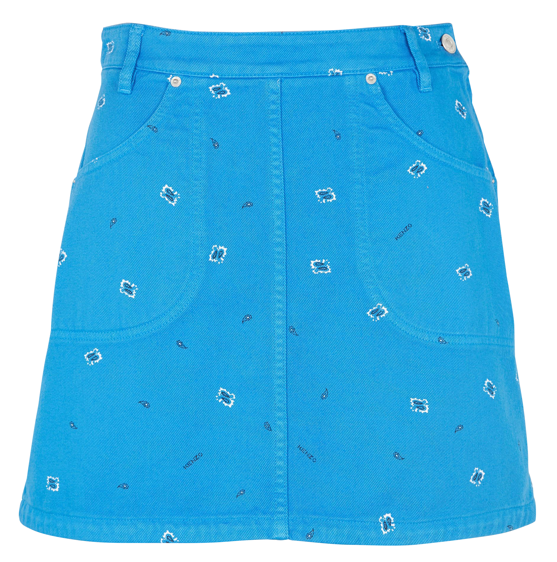 Jupe courte imprimée en coton| Bleu