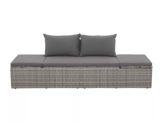 Lit de jardin Gris 195x60 cm Résine tressée