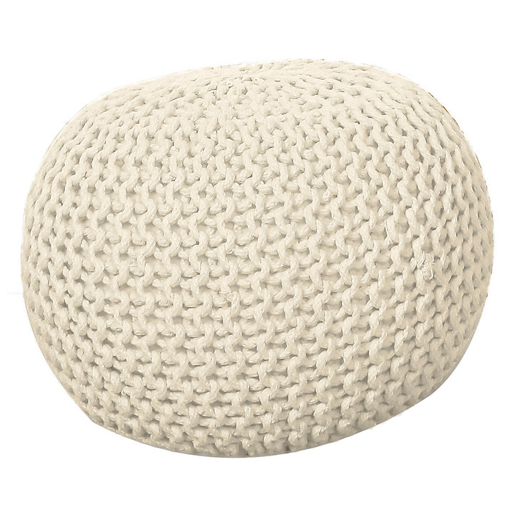 Pouf tressé blanc écru L.45 x H.30 cm