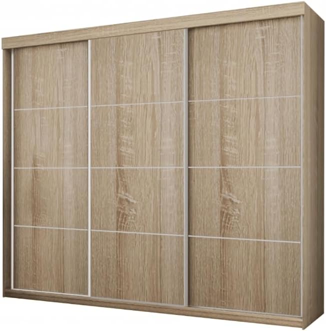 KIER FURNITURE Schiebegarderobe - Schrank Schlafzimmer – Schlafzimmerschrank – Wardrobe Bedroom – Kleiderschränke – Kleiderschrank Sonoma-Eiche – 250x200x62 cm