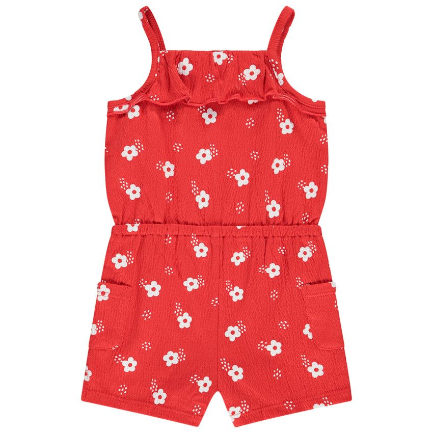 Combinaison courte imprimé fleurs pour bébé fille - Rouge