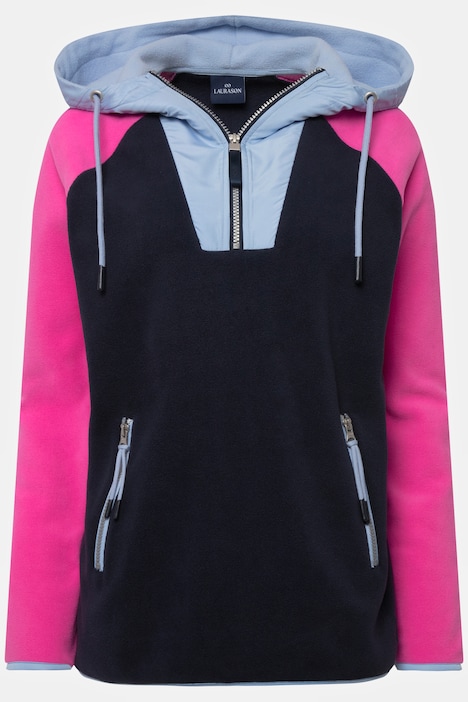 Hoodie, Materialmix mit Fleece, Colorblocking, Kapuze, Langarm, OEKO-TEX