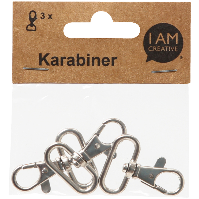 I AM CREATIVE Karabiner drehbar, 3 Stück, silber