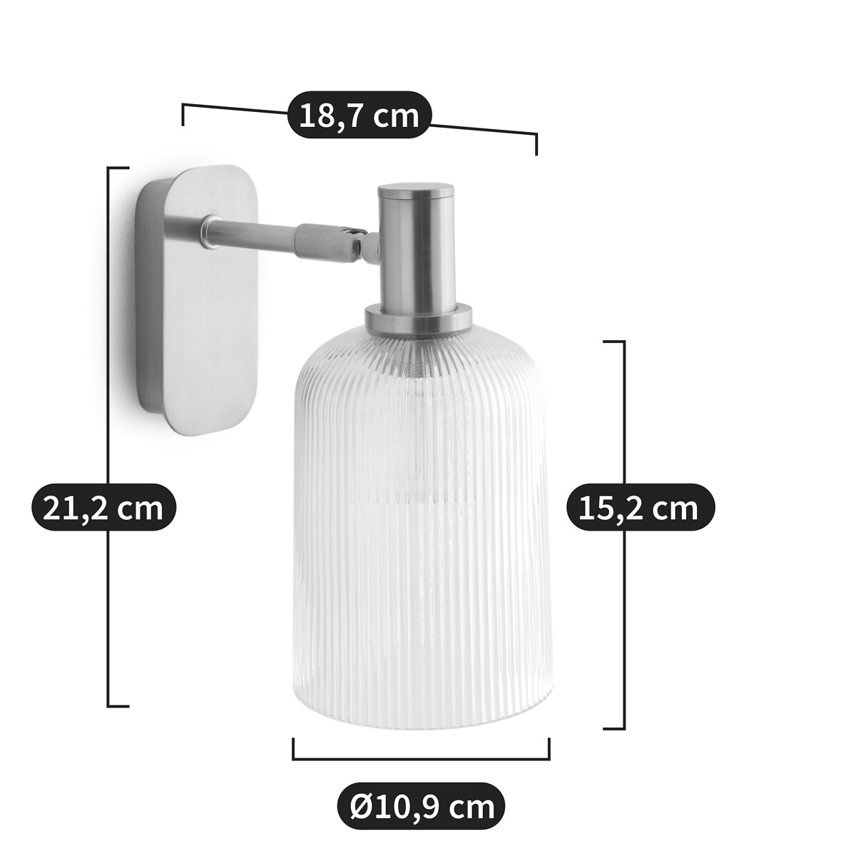 LA REDOUTE INTERIEURS<br>Luminária de parede articulada em vidro canelado, Bogotá