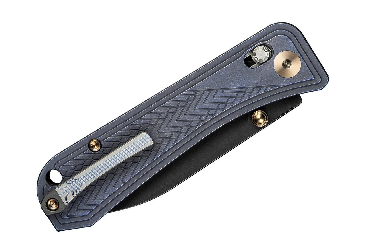 WE Knife Bougie Banter WE24009-1 Black Stonewashed, Blue Titanium, zakmes, Ben Petersen design