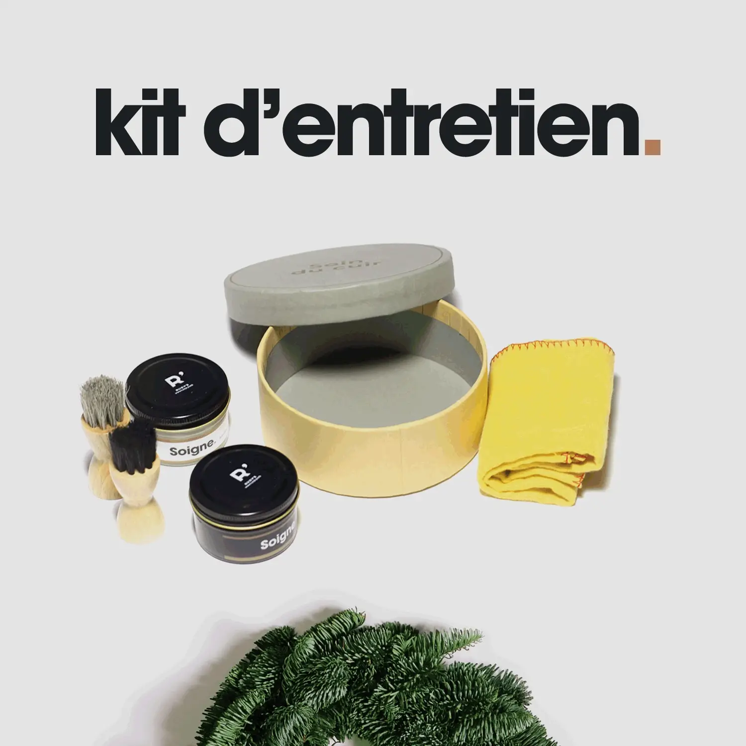 Boitier Cireur-Kit entretien spécial cuir avec chamoisine et blaireau