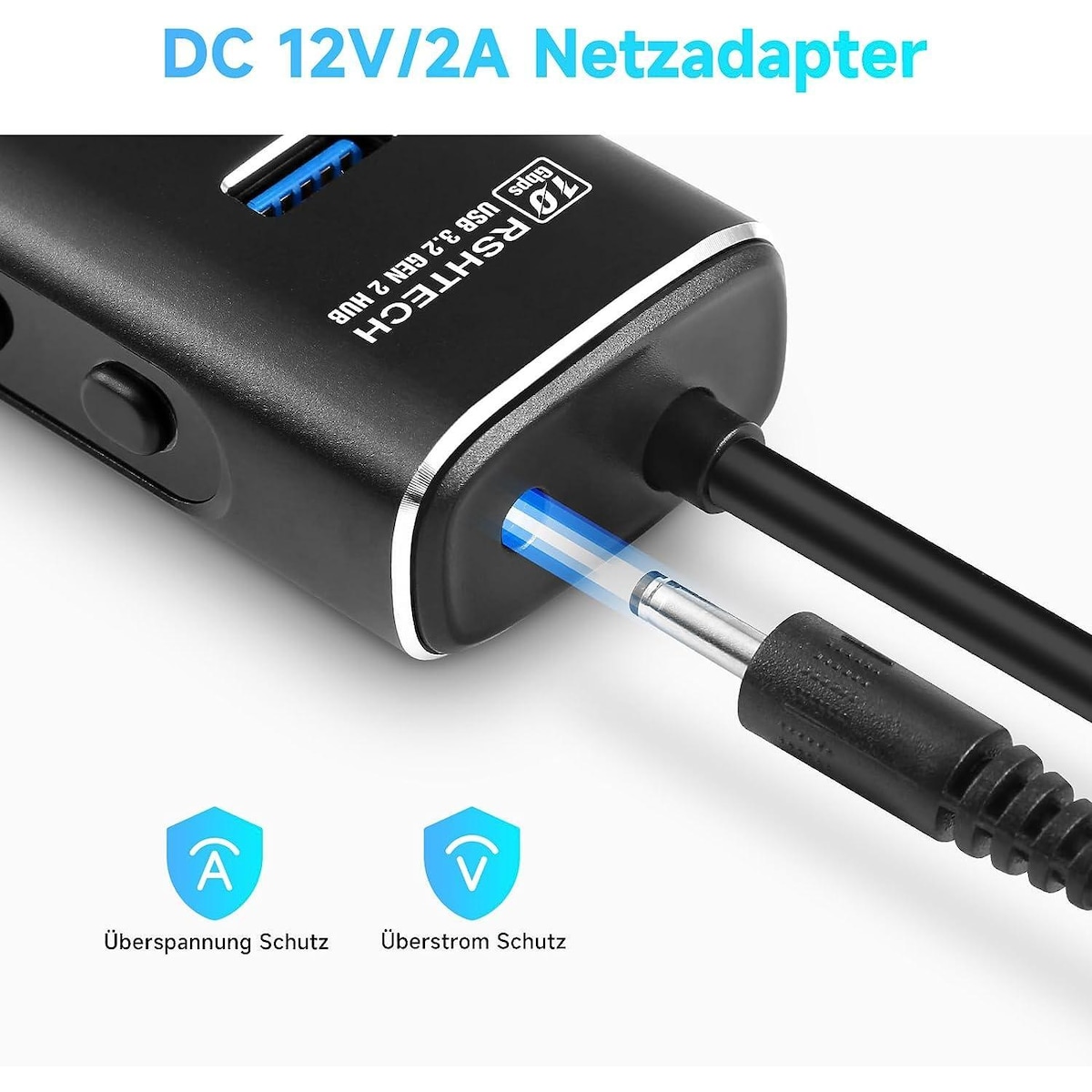 NÖRDIC GEN 3.2 USB-C og USB-A drevet Hub 7ports 7x10Gbps 1m kabel