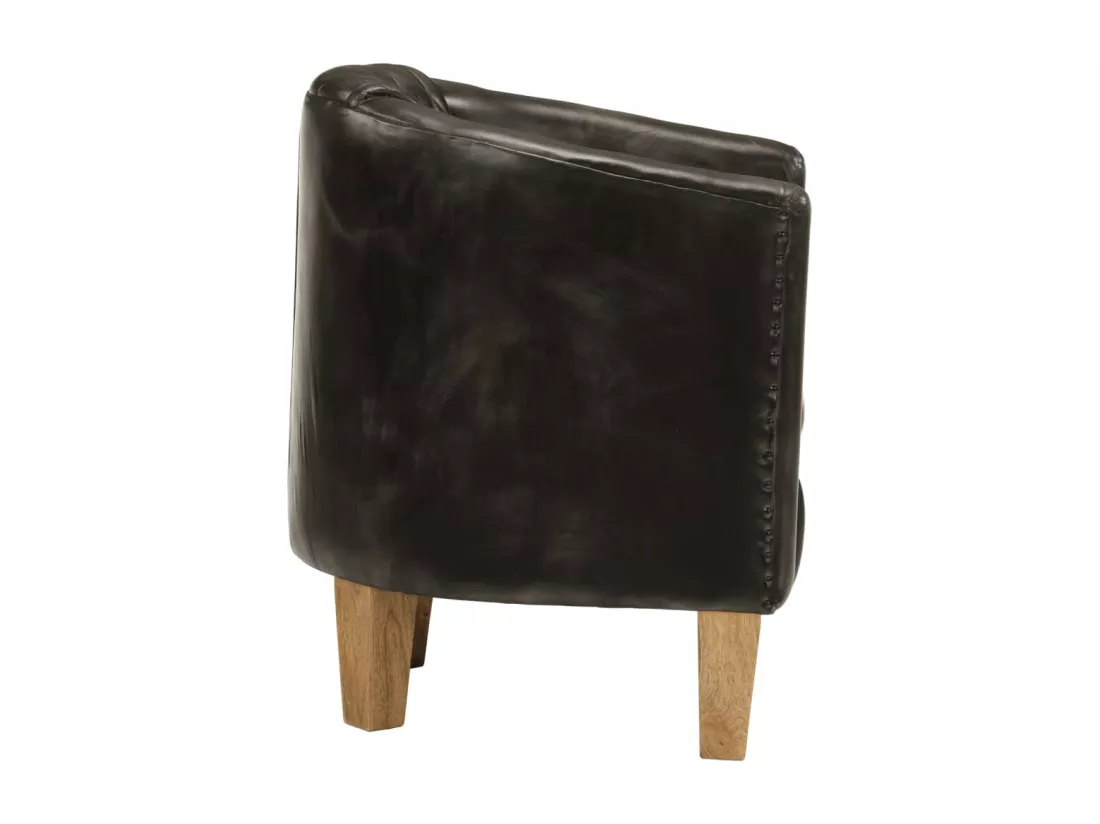 Fauteuil cabriolet gris cuir véritable