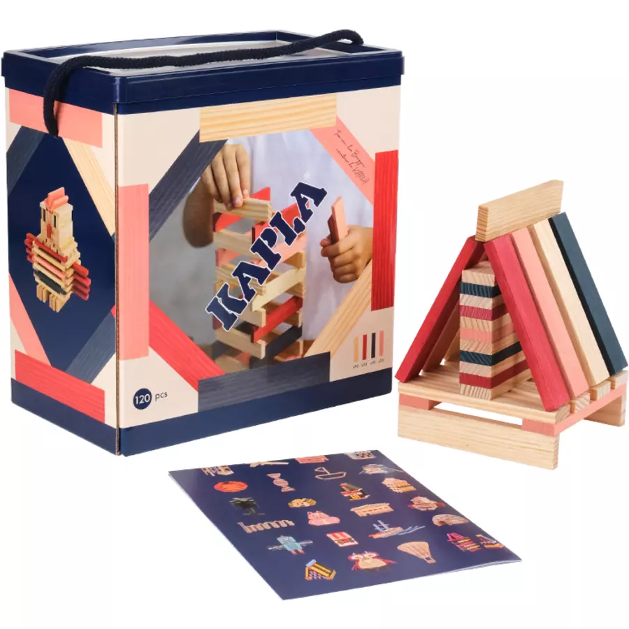 KAPLA Bausteine 120er Box, rosarotdunkelblau