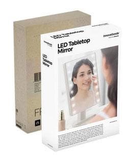 Justerbart sminkespeil med LED Hvit