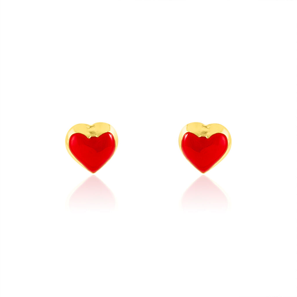 Boucles D'oreilles Puces Coralie Coeur Or Jaune