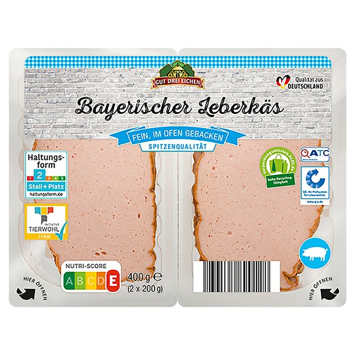 GUT DREI EICHEN Bayerischer Leberkäs 400 g, Fein