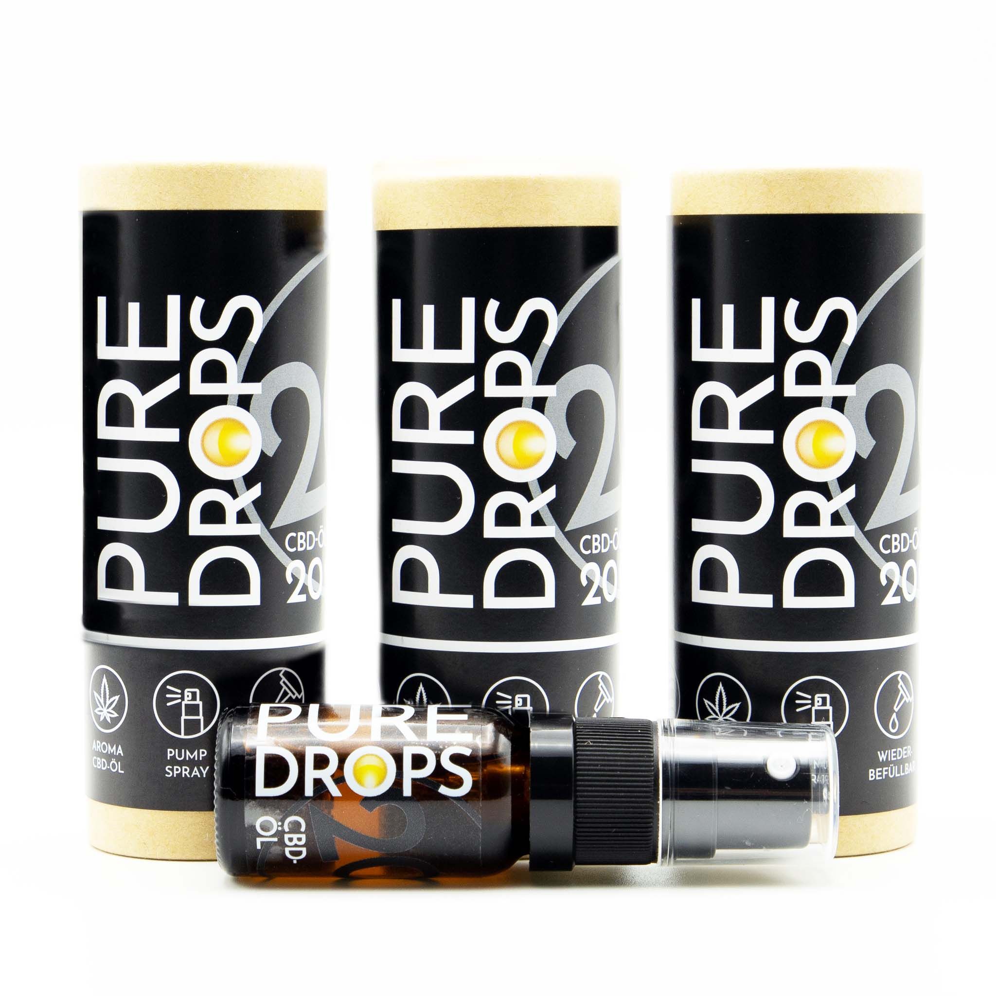 PURE DROPS 20% CBD ÖL Bundle 2+1 Gratis (5.520mg) CBD Vollspektrum aus Österreich Naturextrakt