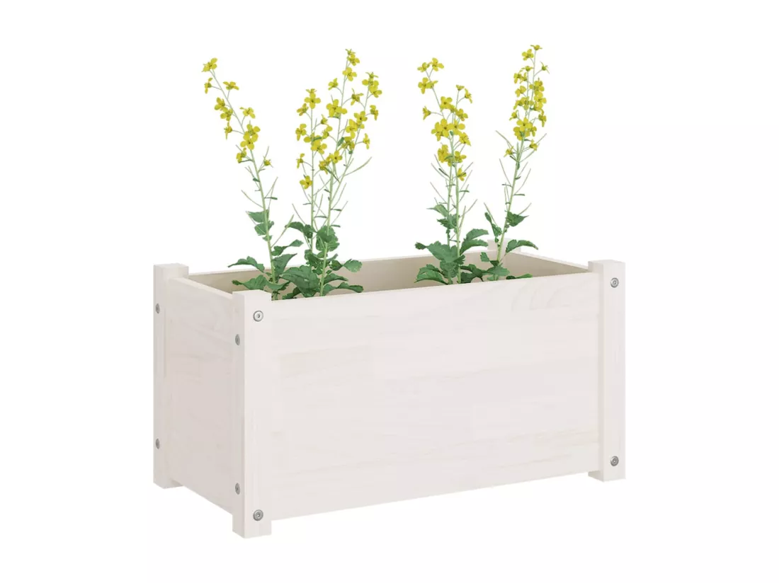 Jardinières d'extérieur 2 pièces Blanc 60x31x31 cm Bois de pin
