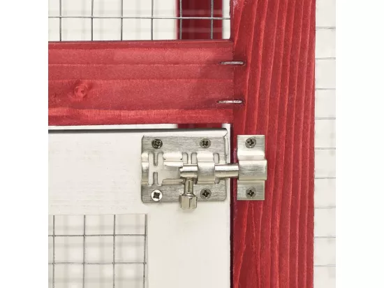 Clapier Rouge et blanc 140x63x120 cm Bois de sapin massif